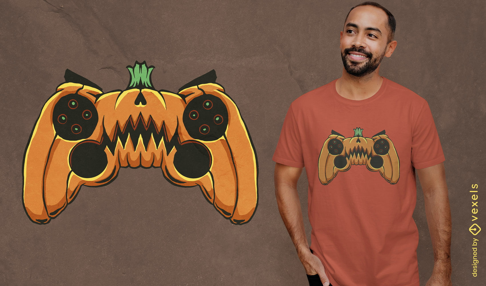 Diseño de camiseta de calabaza para juegos.