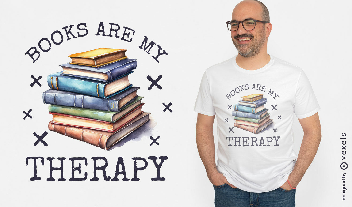 Diseño de camiseta de terapia de libros.