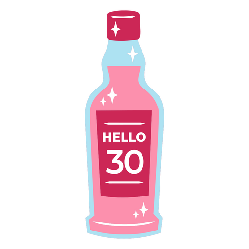 Rosa Flasche mit der Aufschrift ?Hallo 30?. PNG-Design