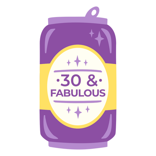 Purple can with the words 30 and fabulous on it PNG Design