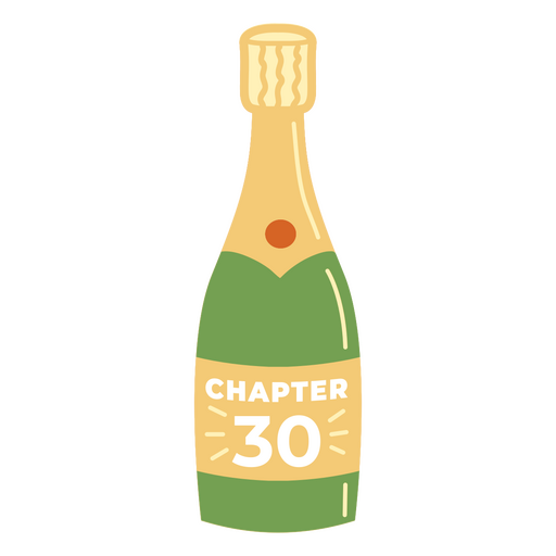 Botella de champán con las palabras capítulo 30. Diseño PNG