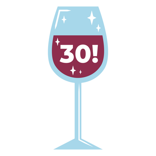 Copa de vino con la palabra 30 Diseño PNG