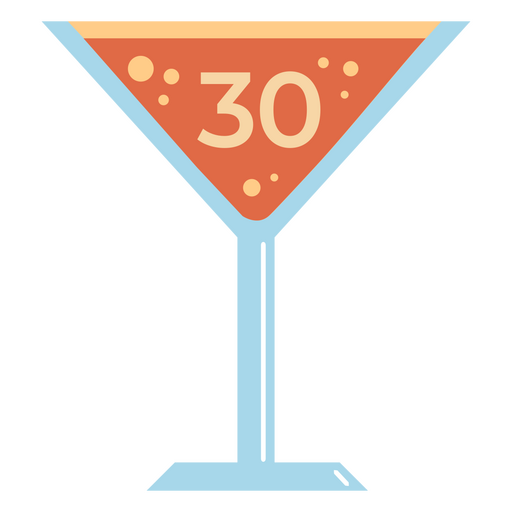 Copa de martini con el número 30 Diseño PNG