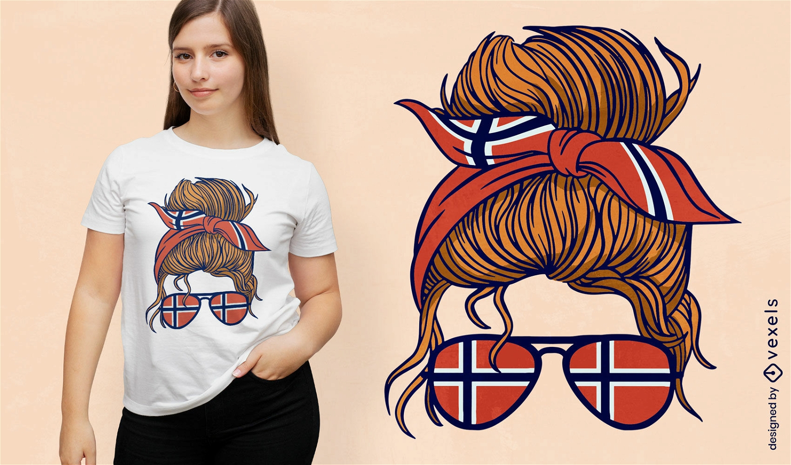 T-Shirt-Design mit Accessoires im norwegischen Stil