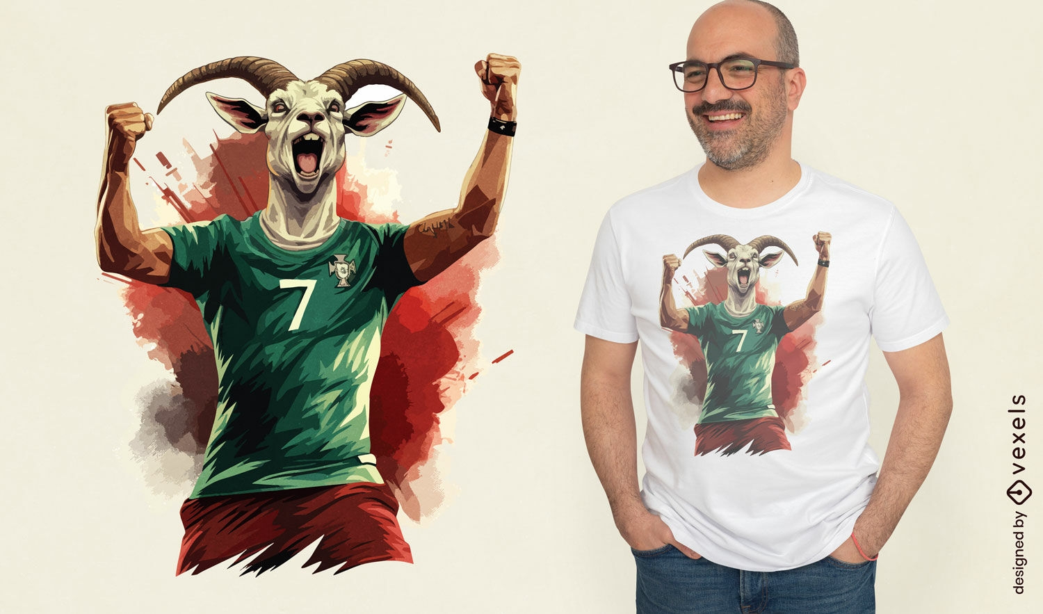 Design comemorativo de camiseta de cabra