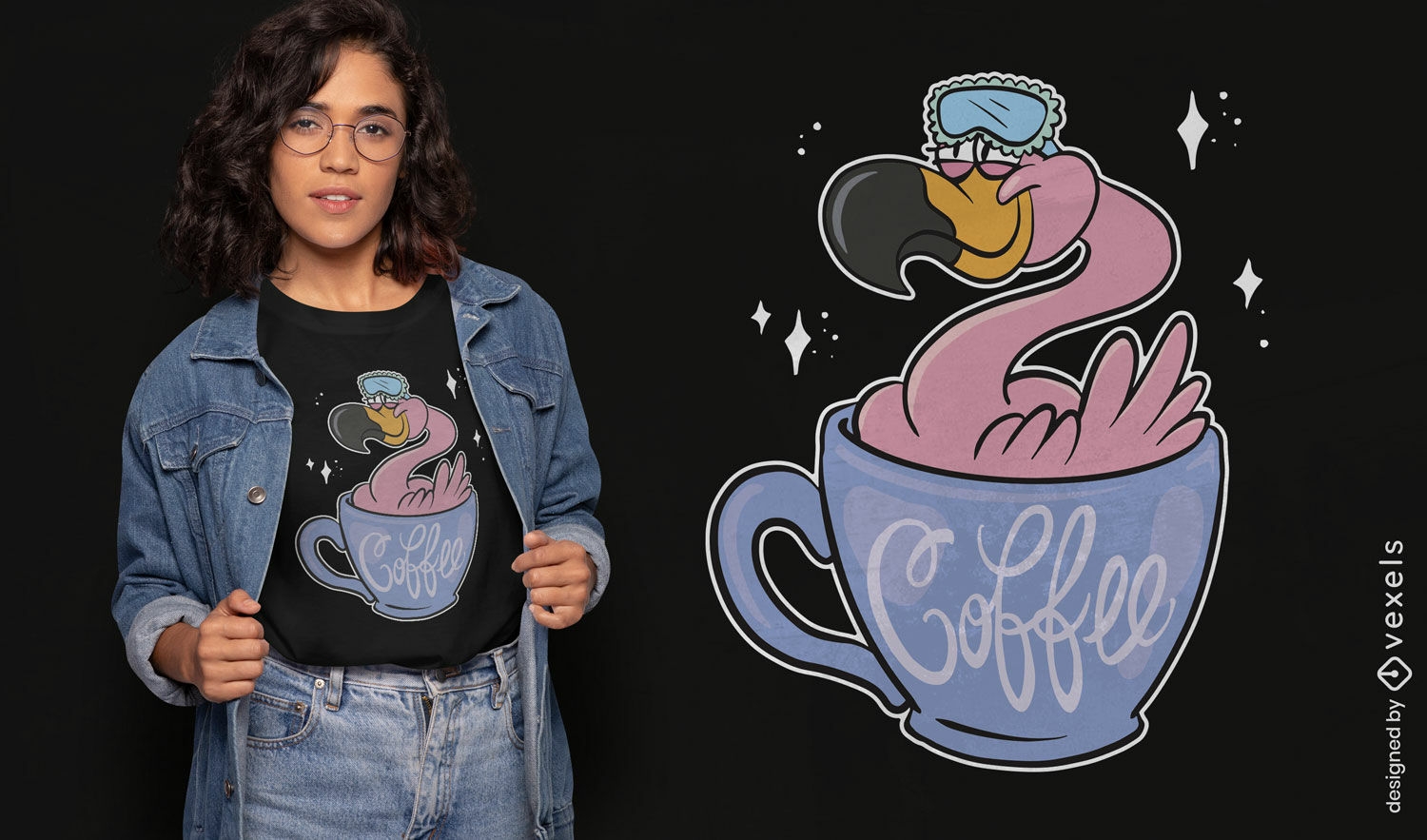 Design de camiseta flamingo com caf?