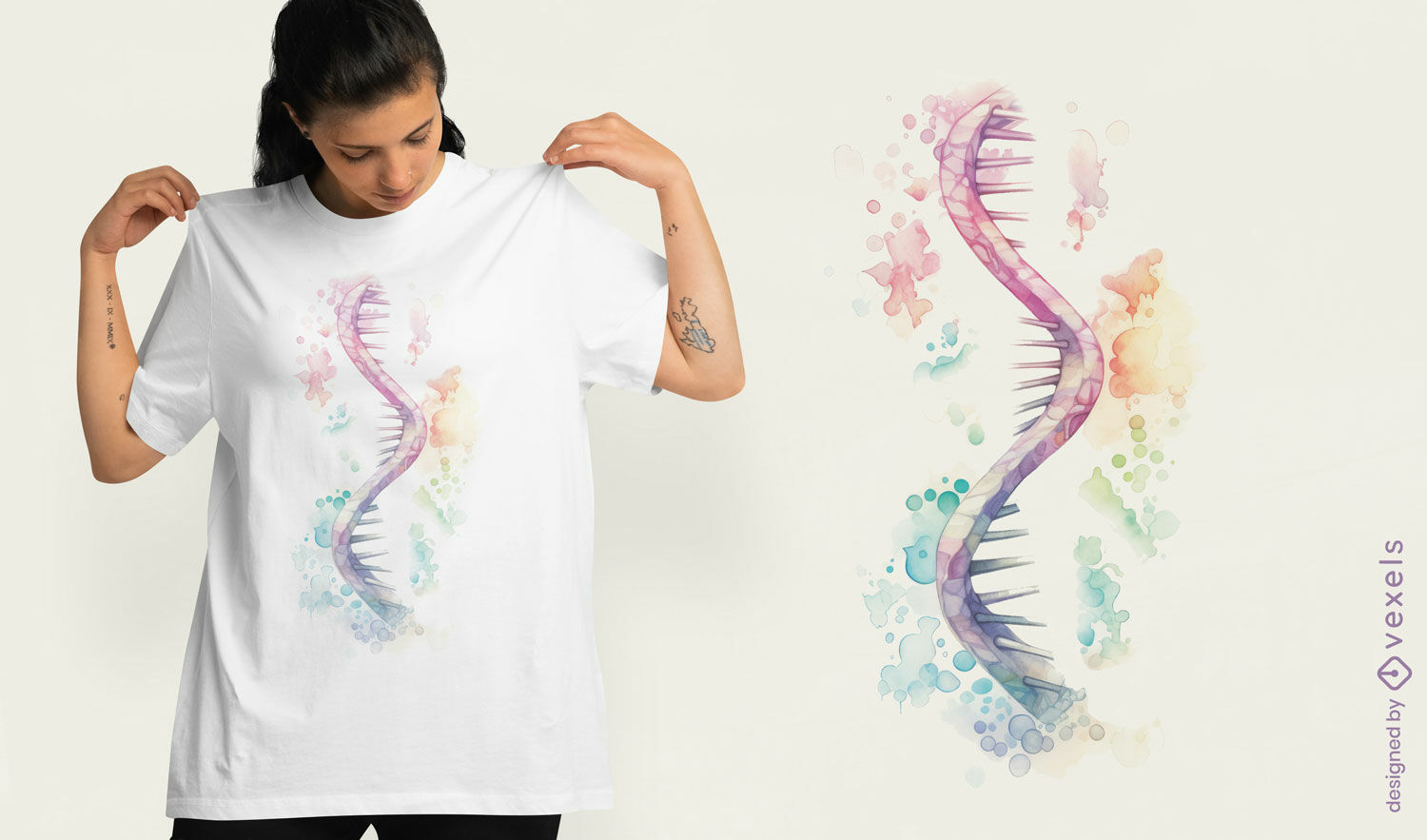 Watercolor RNA T-shirt Design PSD Editable Template