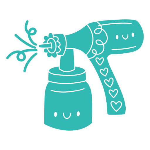 Doodle of a spray gun with hearts on it PNG Design
