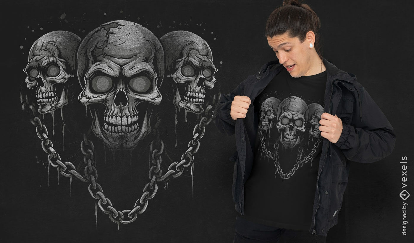 Skulls and chains t-shirt design