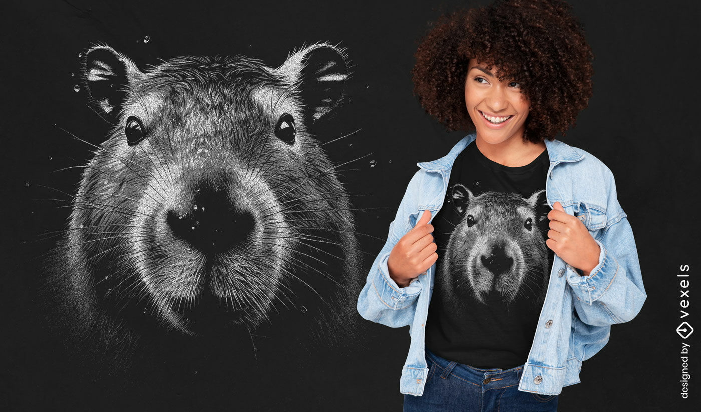 Design realista de camiseta capivara