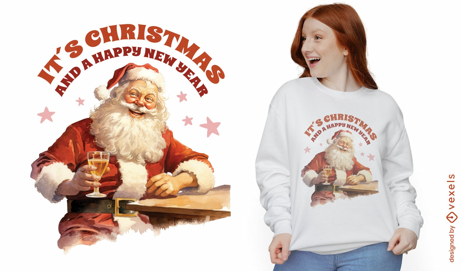 Diseño de camiseta navideña Jolly Santa Claus.