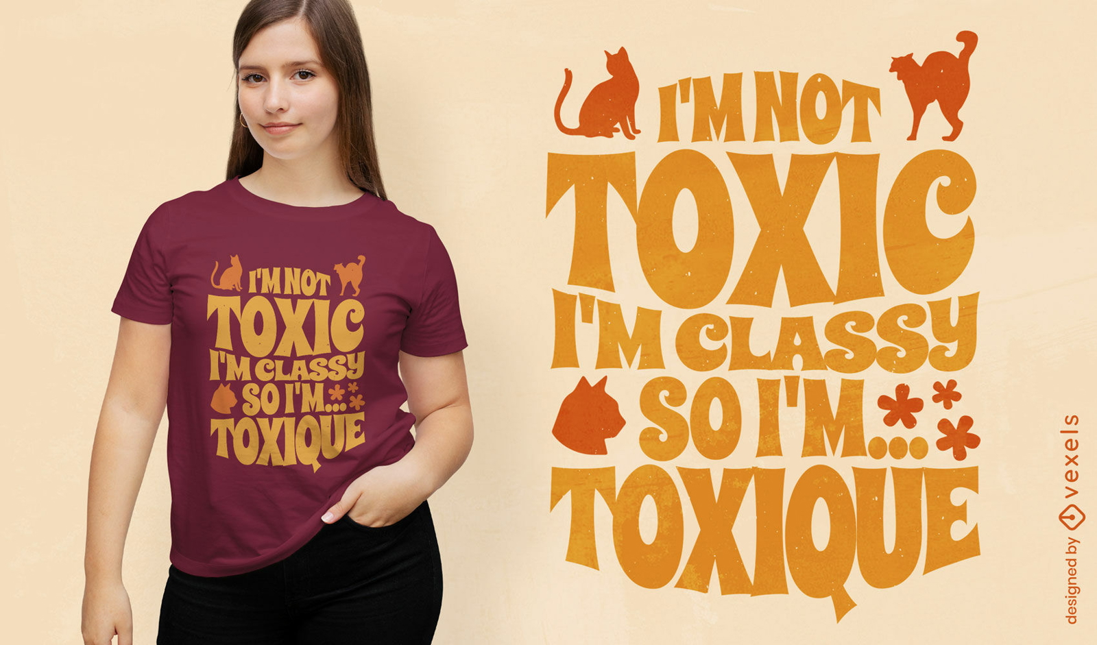 Design espirituoso de camiseta com humor felino
