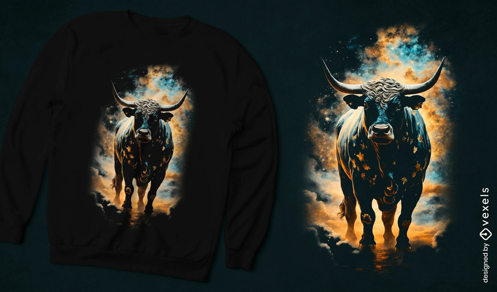 Majestuoso diseño de camiseta del zodiaco tauro.