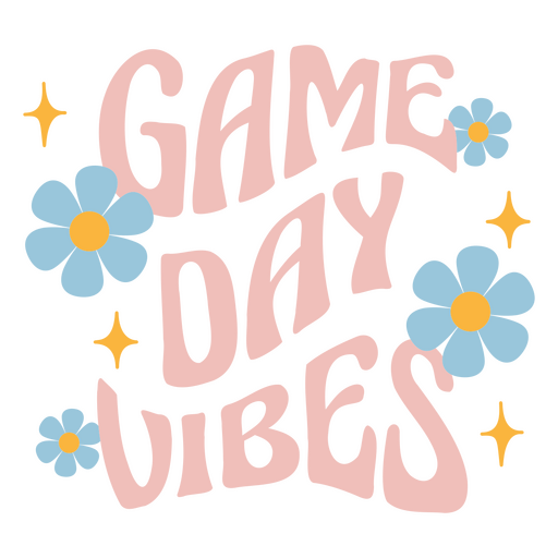 Game day vibes on a black background with flowers PNG Design