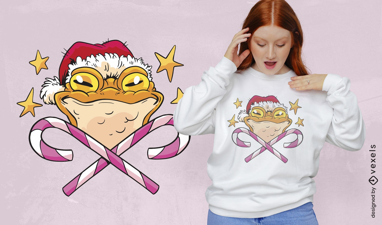 Weihnachtsmann-Frosch-T-Shirt-Design
