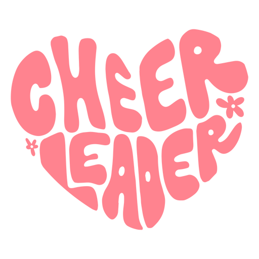 Pink heart with the words cheer leader PNG Design