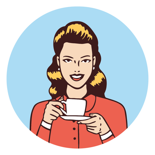 Woman is holding a cup of coffee PNG Design