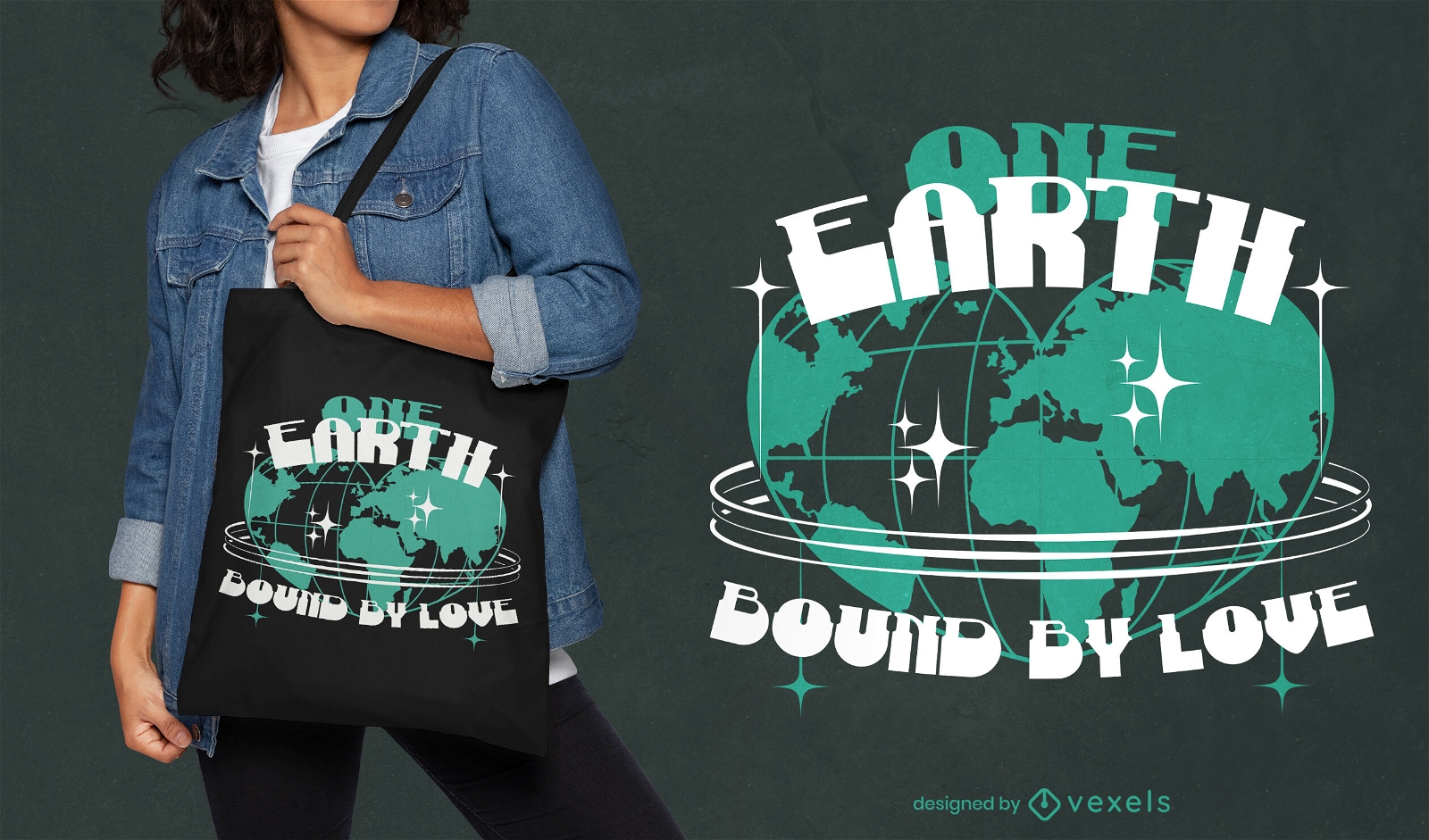 One earth bound by love tote bag design