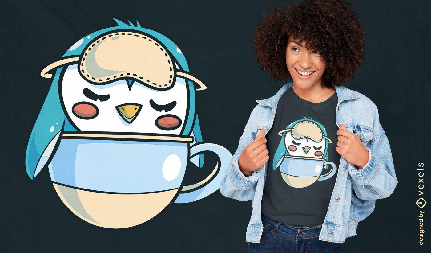 Diseño de camiseta Sleepy Penguin Cup.