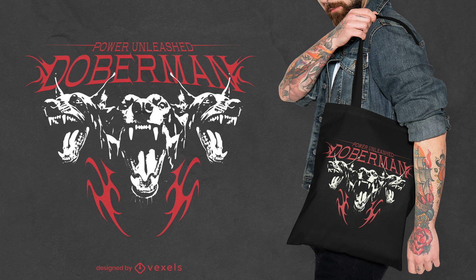 Diseño de bolso tote de perros Doberman.