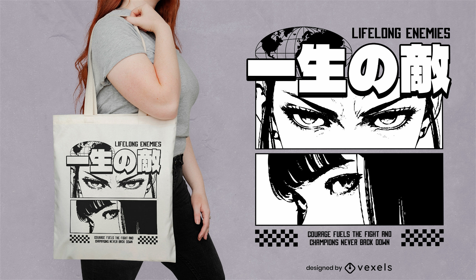 Manga-Einkaufstaschendesign für lebenslange Feinde