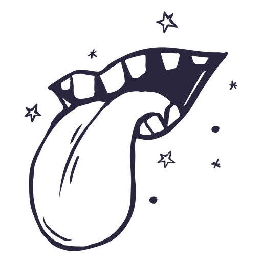 Desenho de uma língua com estrelas Desenho PNG