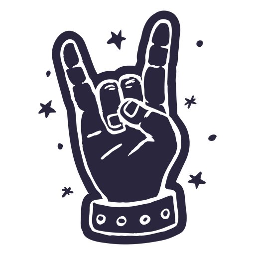 Rock-Handzeichen mit Sternen PNG-Design