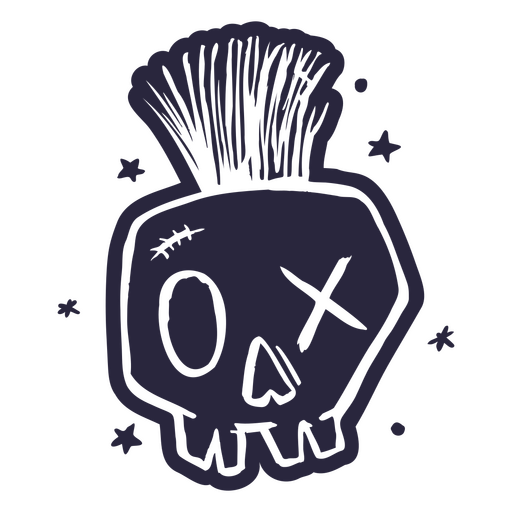 Doodle of a skull with a mohawk PNG Design