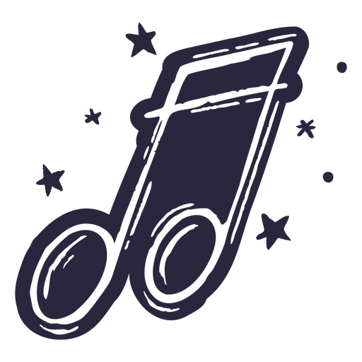 Music note icon with stars PNG Design
