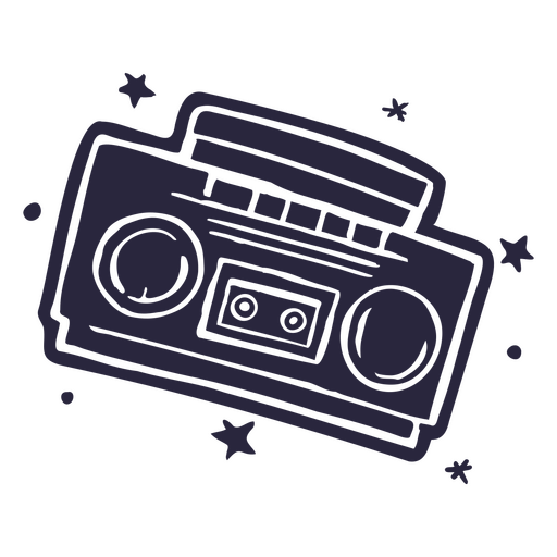 Boombox icon with stars doodle PNG Design