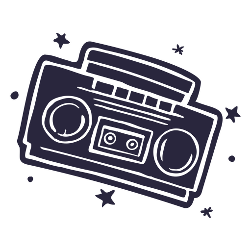 Ícone de Boombox com doodle de estrelas Desenho PNG