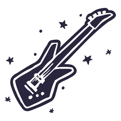 Guitarra elétrica com estrelas ao fundo Desenho PNG