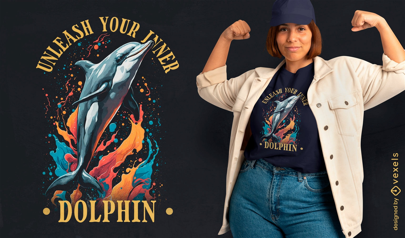 Liberte o design de sua camiseta de golfinho interior