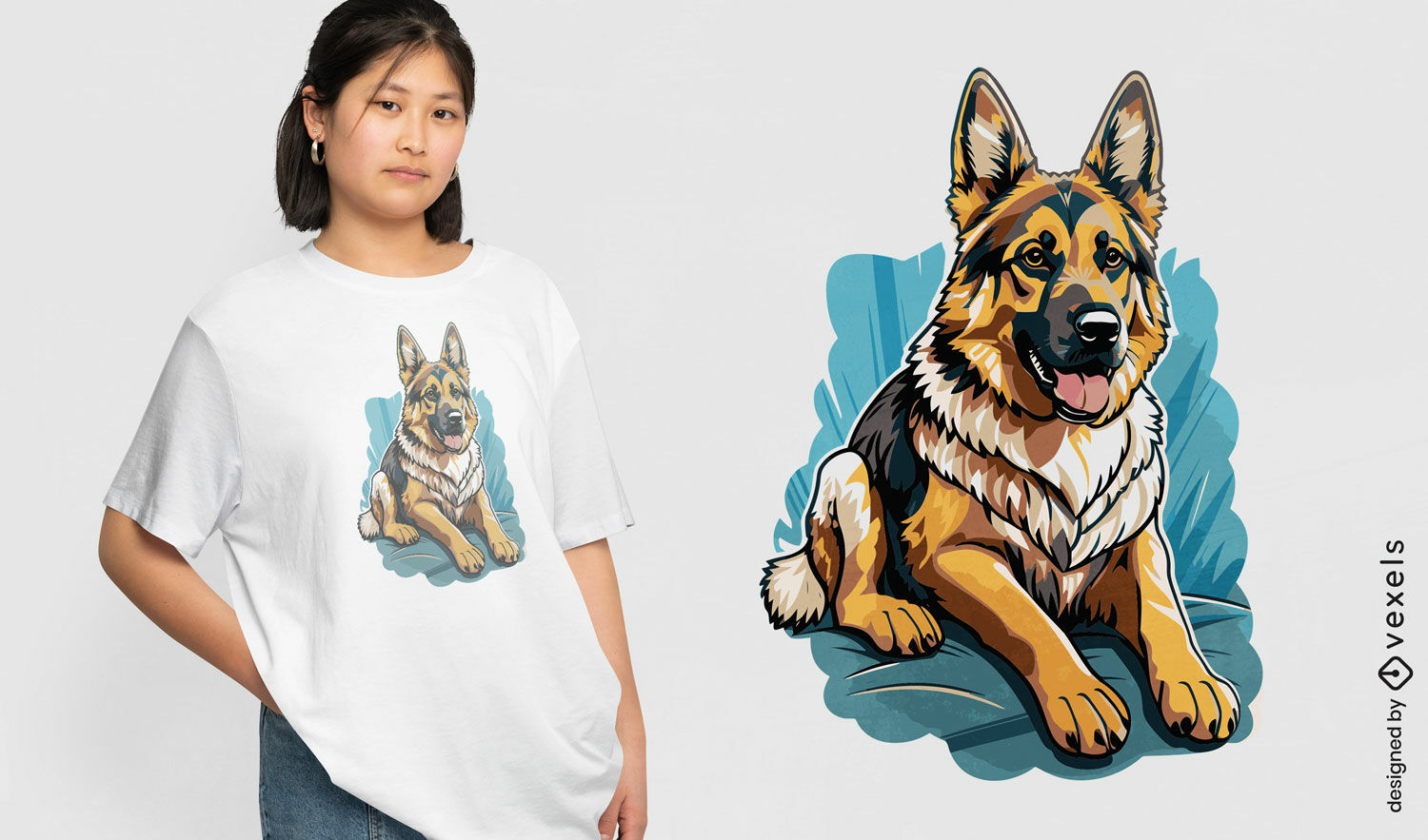 Deutscher Schäferhund-Porträt-T-Shirt-Design