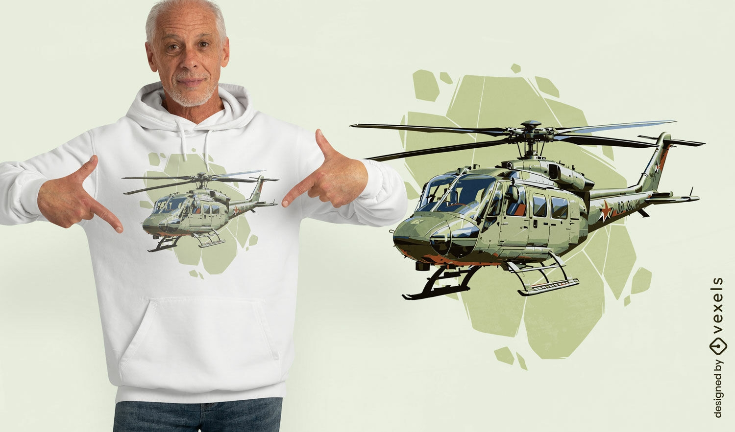 Diseño de camiseta de helicóptero del ejército.
