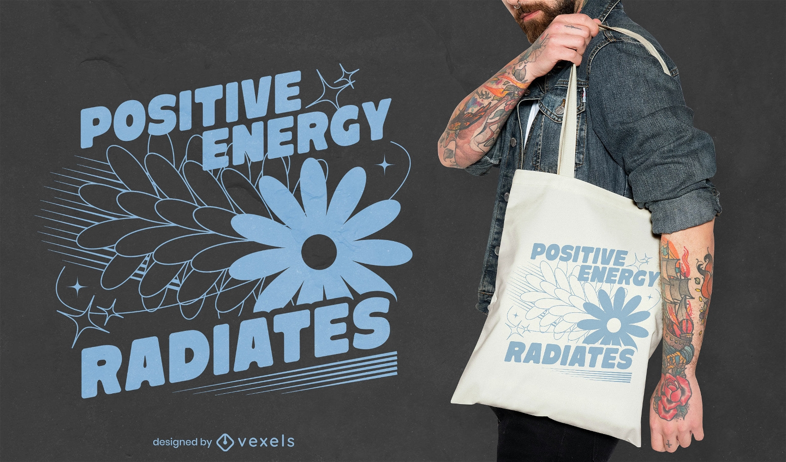 Energia positiva irradia design de sacola