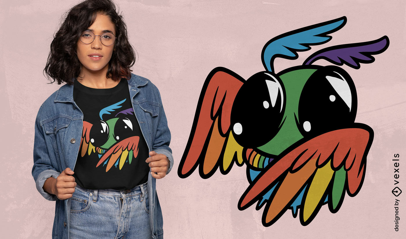 Design excêntrico de camiseta com personagem do homem-mariposa