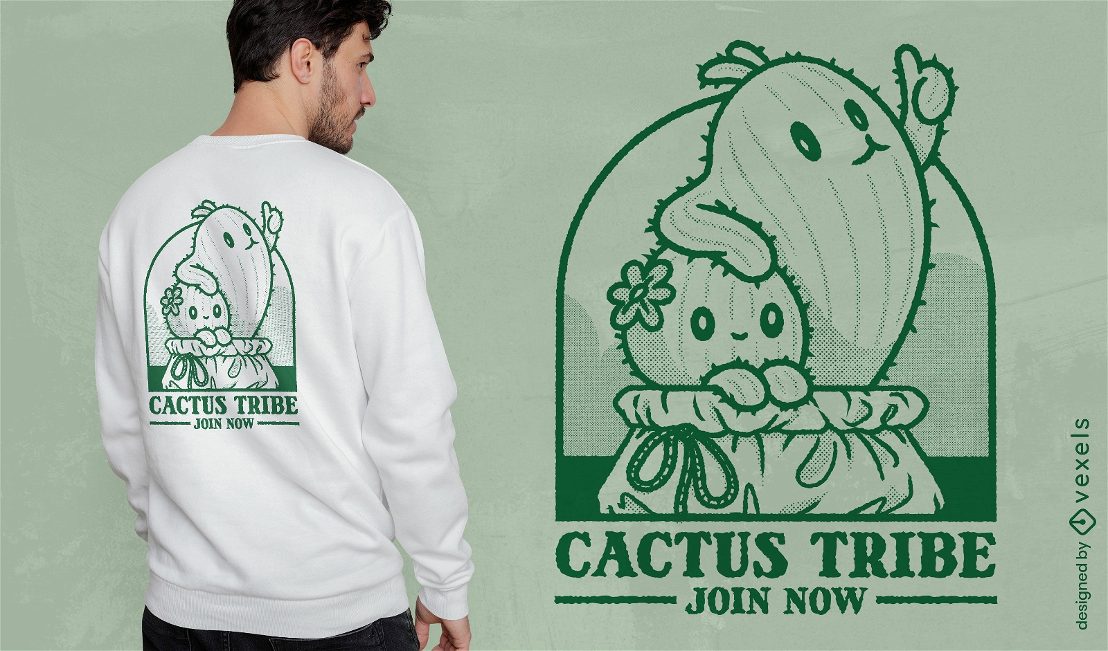 Diseño de camiseta de membresía de la tribu cactus.
