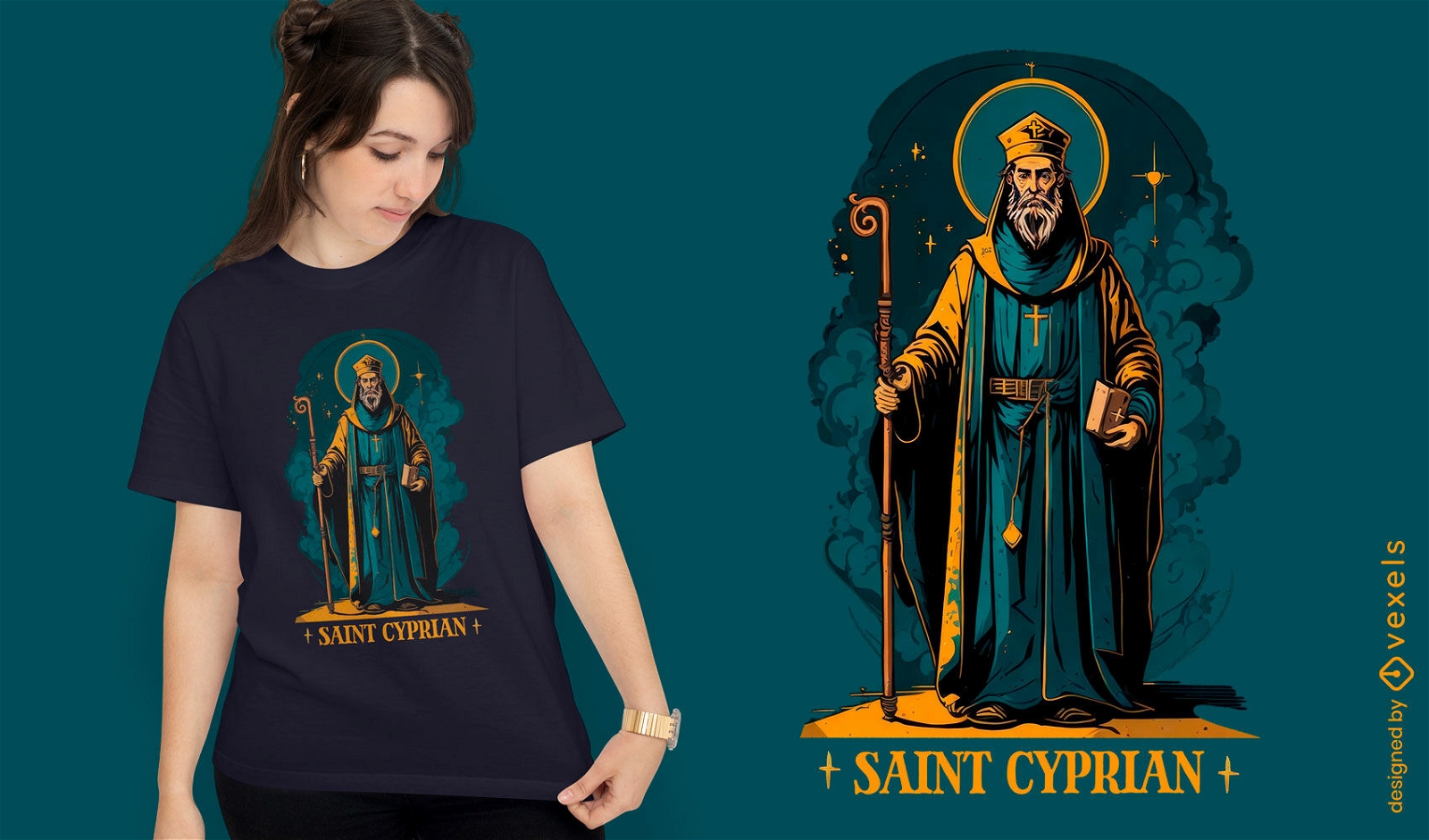 Design gráfico de camiseta de São Cipriano