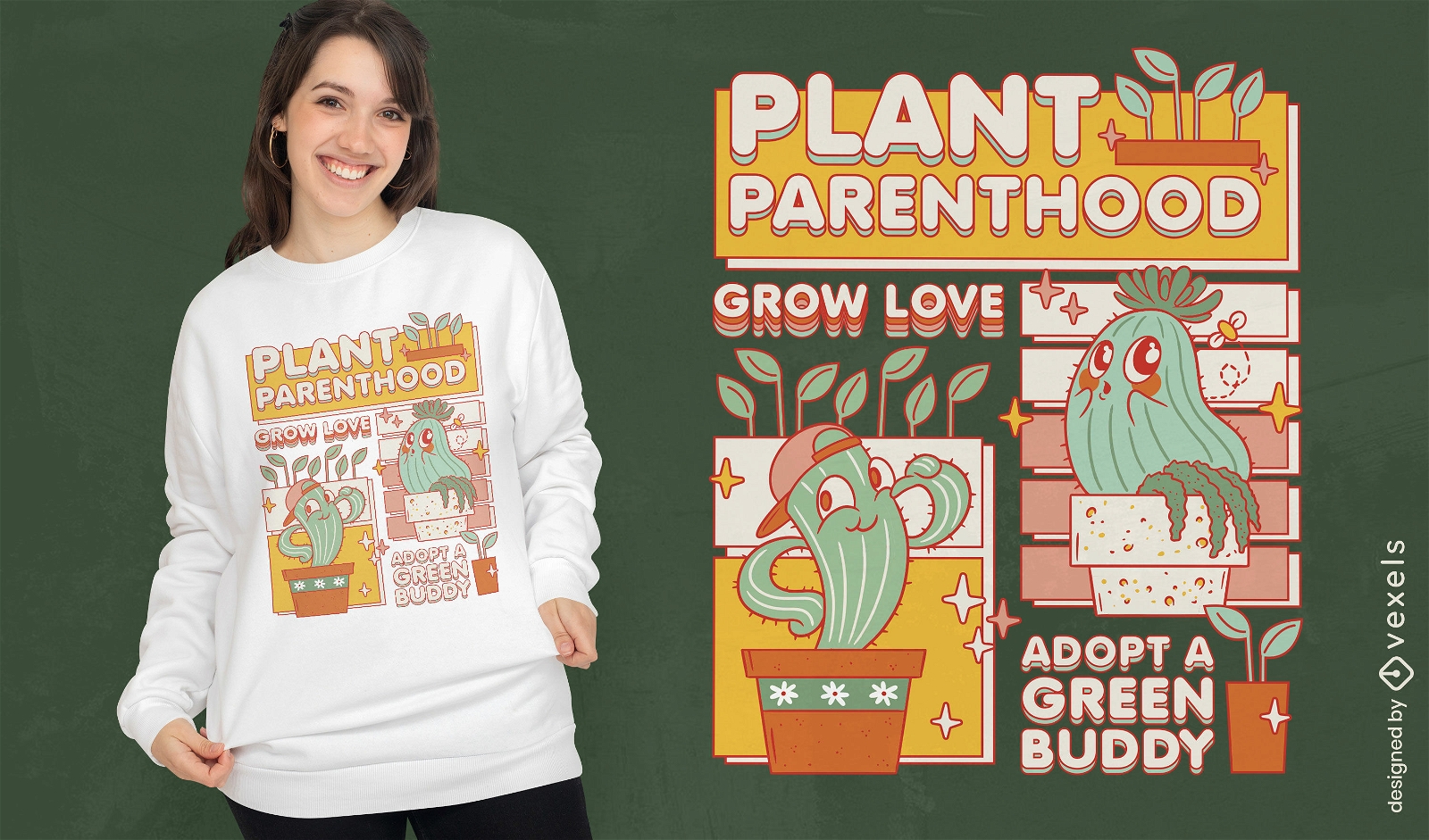 Design de camiseta nutrindo a paternidade de plantas