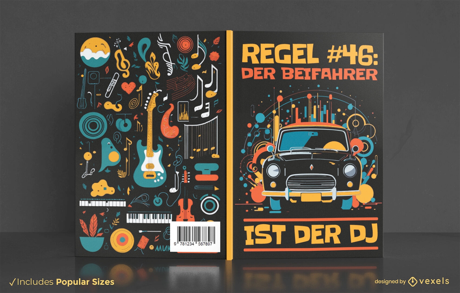 Diseño de portada del libro de reglas de DJ.