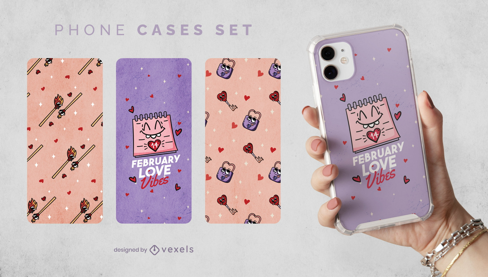 Diseño de fundas para teléfonos Love Vibes de febrero.