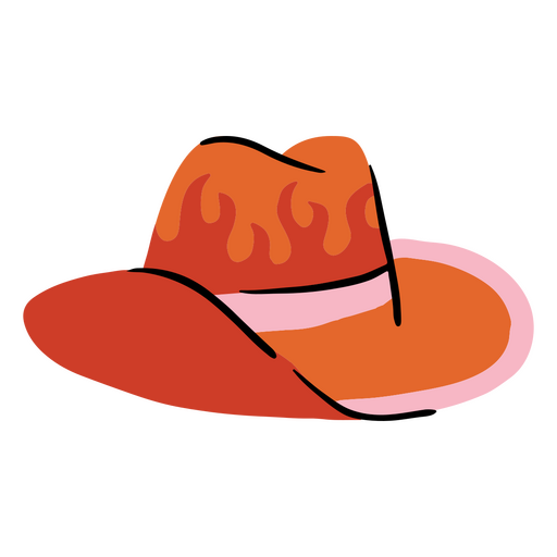 Ilustração vibrante de chapéu de cowboy com padrão de chamas Desenho PNG