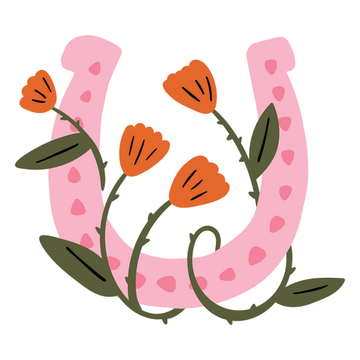 Horseshoe with flowers and leaves PNG Design