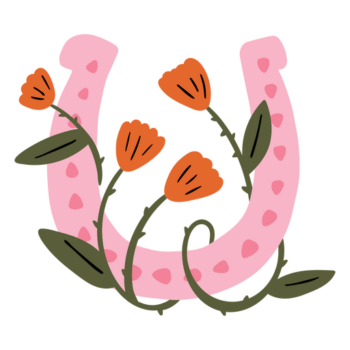 Hufeisen mit Blumen und Blättern PNG-Design