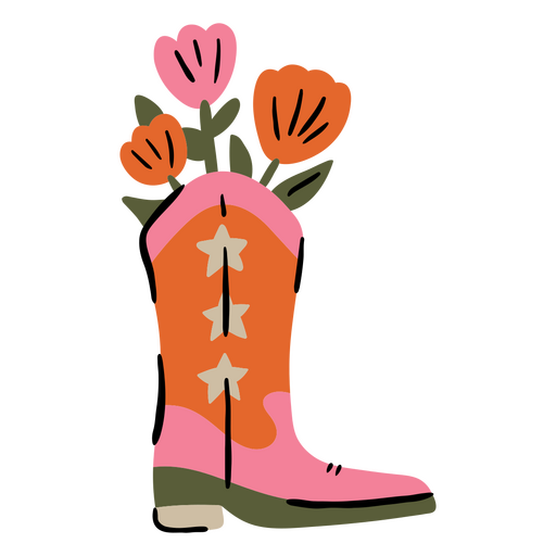 Bota de cowboy com flores Desenho PNG