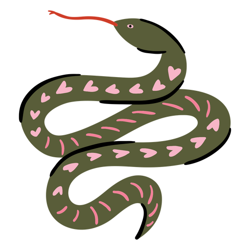 Cobra com corações no corpo Desenho PNG