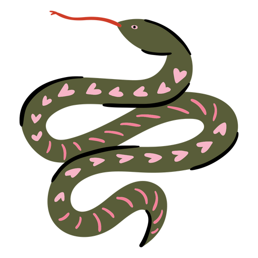 Snake with hearts on its body PNG Design