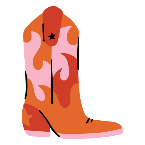 Bota cowboy naranja Diseño PNG