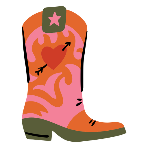 Bota de vaquero con un corazón. Diseño PNG